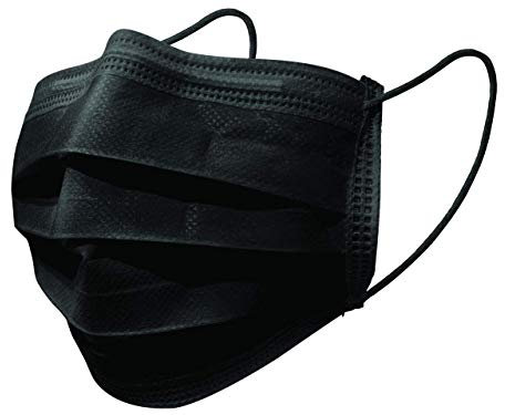 GIMA - Gisafe Filtrierende Chirurgische Maske BFE > 98%, zum Einmalgebrauch, 3 Lagen, Typ IIR, formbarer Nasenbügel, für Erwachsene, Schwarz, MP der Klasse I, CE-Kennzeichnung, 50 Stücken