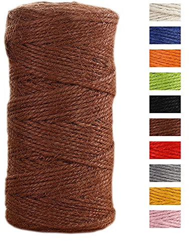 JeogYong Spago Juta Corda di Juta 2mm x 100m, Naturale 3 Strati Spago da Giardino, Corda di Iuta Spessa per Decorazioni Floreali, Fai Da Te, per Confezionare Regali (Caffè)