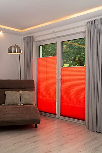 Khome Klemmfix-Plissee, Polyester, Rot, 65 x 130 cm