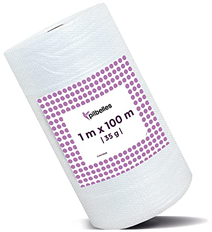 Rouleau de papier bulle de 1 mètre de large et 100 mètres de longueur. - Idéal pour l'emballage, le déménagement, les boîtes
