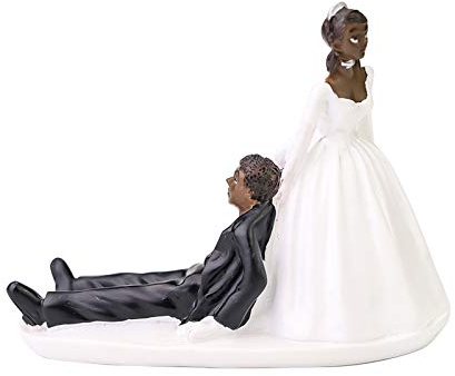 Bodhi2000 Resin Puppen der Braut und des Bräutigams Unterhaltung für Paare von Braut und Bräutigam, Cake Top Hats Heiratsantrag Figuren, Valentinstag Geschenke Schwarze Haut