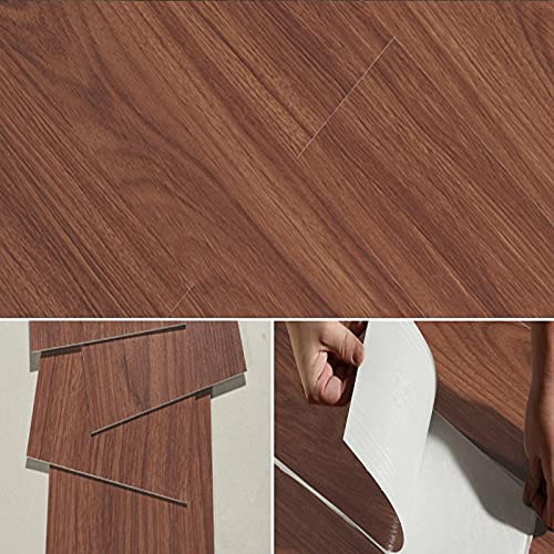 Gr8 Home 5m² Floor Planks Tiles Self Adhesive Wood Effect PVC Vinyl Flooring Wooden Laminate Style Kitchen Bathroom Living Room Dark Brown M15
