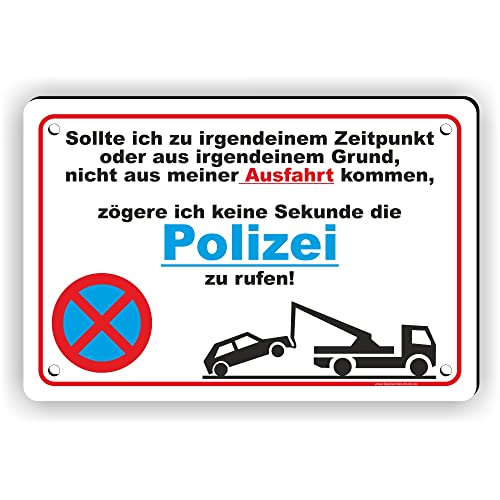 Fassbender-Druck SCHILDER - PARKVERBOT POLIZEI RUFEN - vorgebohrtes Parken verboten Schild - lustiges FUN Schild mit Bohrlöchern zum Markieren vom Parkverbot/Privatparkplatz (30x20cm Schild)