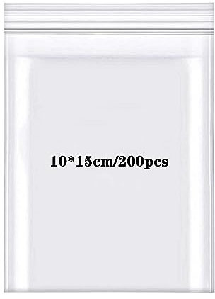 Rshuhx Small Plastic Bags Resealable Clear Grip Seal Bags Heavy Duty Thicken 160μm 200pcs 10cmX15cm Little Sealable Bag Handy for Storage Nuts Cookies Jewellery Seeds Screws