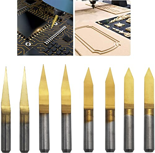 CESFONJER Utensili per incisione in metallo duro, Punte per incisione del router di CNC, utensile per intagliare il rivestito in titanio punta da 0,1 mm (2Pcs*10°,2Pcs*20°,2Pcs*30°,2Pcs*45°)