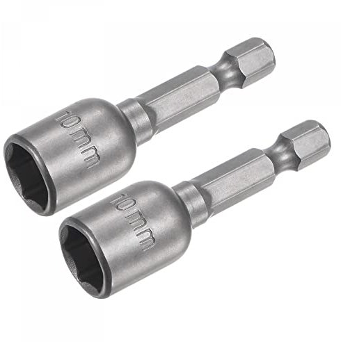 sourcing map Quick-Change Nut Driver Bit, 1/4 Hex Shank 10mm Magnetic Nut Setter Drill Bits, 1.89 Length, Metric 2 Pcs