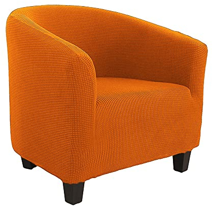 YOPOIY Polyester Sesselhusse Strecken Sesselbezug mit elastischem Boden waschbar Cocktailsessel bezug für Bartheke Wohnzimmer -Orange-
