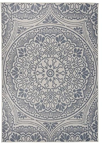 vidaXL Outdoor Teppich Flachgewebe Witterungsbeständig UV-beständig Außenteppich Balkon Terrasse Garten Swimming Pool 160x230cm Blaues Muster