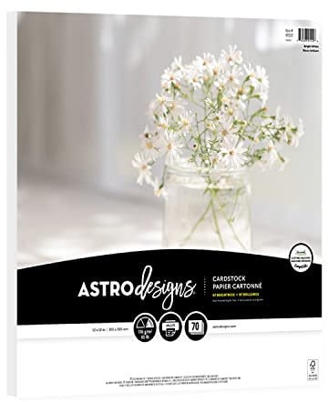 Astrodesigns Bastelkarton, 30,5 x 30,5 cm, 29,5 kg/176 g/m², helles Weiß, 70 Blatt (91522)