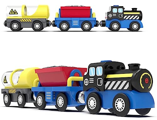 TOPLIVING Zubehör batteriebetriebene Lokomotive Zug, Engineering passt alle für Kleinkinder, Motor leistungsstarke Spielzeug für Holzeisenbahn-System, Zug für Kinder