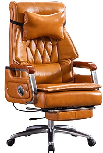 TAISK Chefsessel groß und hoch 90 ° -155 ° Winkelverstellung Bürostuhl, Bürostühle aus echtem Leder, Drehstuhl, Tragfähigkeit 200 kg