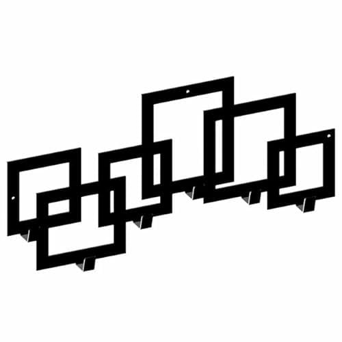 gamet® WS16 Porte-manteau mural en métal carré avec 6 crochets Noir 53 x 22 cm 1 pièce