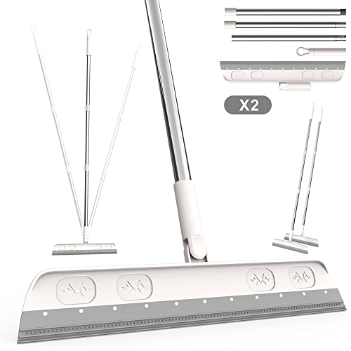 2PCS Magic Broom, Water Scraper, Window Squeegee, Multifunction Magic Broom Household Magic Broom with Long Handles