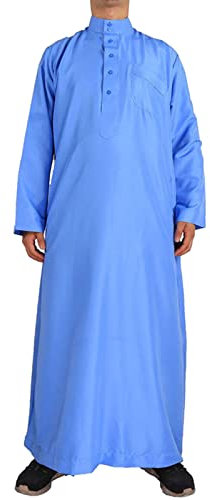 Arabische Kleidung Herren Muslim Robe Herren Einfarbig Ramadan Roben Langarm Hijab Abaya Mantel Lang Jilbab Wintermantel Islamische Gebetskleidung Muslimische Kleidung für Männer