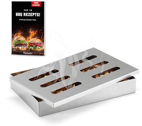 Räucherphorie® Räucherbox - Edelstahl Smoker Box + E-Book mit leckeren Rezepten - BBQ Food Smoker universal als Räucherbox Gasgrill oder Räucherbox Holzkohlegrill (RB0)