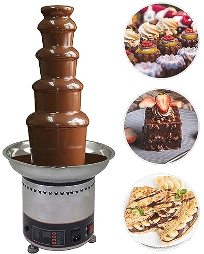 GIZMIT 5/6/7 Tiers Commercial Chocolate Fondue Fountain, Electric Commercial Stainless Steel Fondue Waterfall Melting Machine for Cheese BBQ Sauce Ranch Sweet Treats, Fruits, Nuts,5Tier
