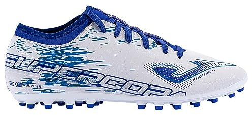 JOMA SUPW2302AG - Stivali da calcio in erba artificiale da uomo, bianco/reale, bianco, 45 EU