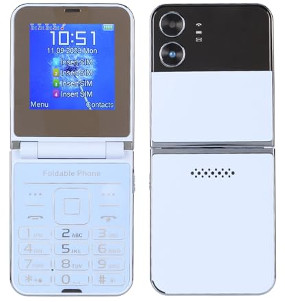 Topiky 2G Unlocked Senior Cellphone, Flip Phone with 4 SIM Cards Standby, One Key Quick Dial Big Button Big Digits Loud Sound Phone for Elderly (Blue)