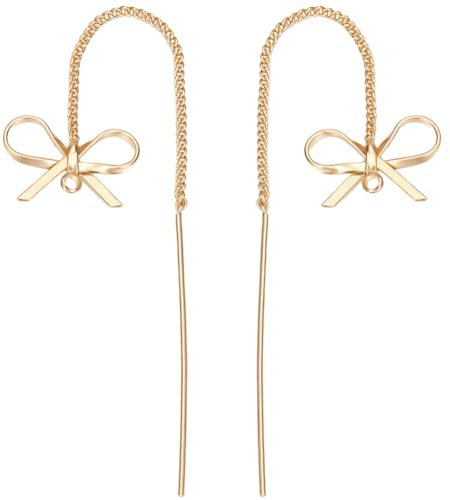 Beebeecraft 1 Box 10 Stück Schleife Ohrfäden 18 Karat Vergoldetes Messing Schleife Ketten Ohrstecker Zubehör Mit Loch Für Die DIY Ohrringherstellung