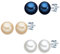Lulu Jane Damen Ohrringe aus Messing mit button Süßwasser-Zuchtperle ca. 6-7 mm 3er Set Perlenohrstecker multicolor