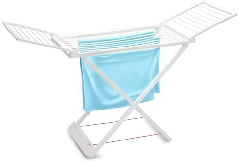 KROWN - Tendedero Blanco, Tendedero Plegable, Tamaño 180 x 108 x 55 cm, Tendedero Balcón Abatible, Tendedero Ropa Equivale a 20 Metros de Cuerda, Tendedero de Resina con Alas