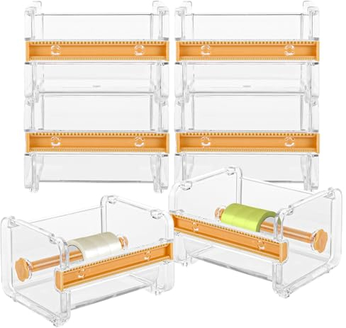 FWEEK 6 Stück Transparenter Washi Klebeband Abroller, Washi Tape Organizer, Tape Holder Organizer, Washi Tape Abroller für Büros, Schulen und Privathaushalt, Gelbe