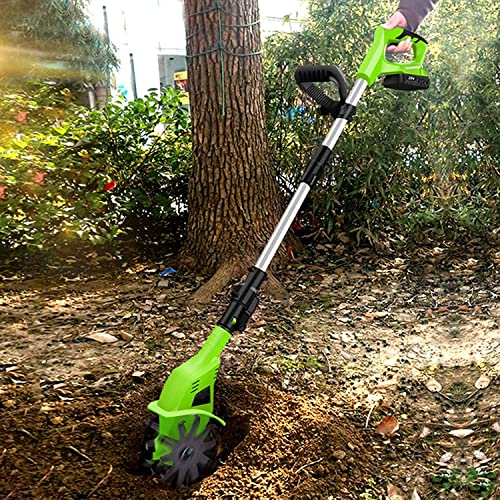 Motobineuse de Jardin, motoculteur électrique sans Fil, motobineuse de Jardin à Batterie 20 V 250 TR/Min, Longueur de poignée réglable, motobineuses électriques pour Creuser, élimi