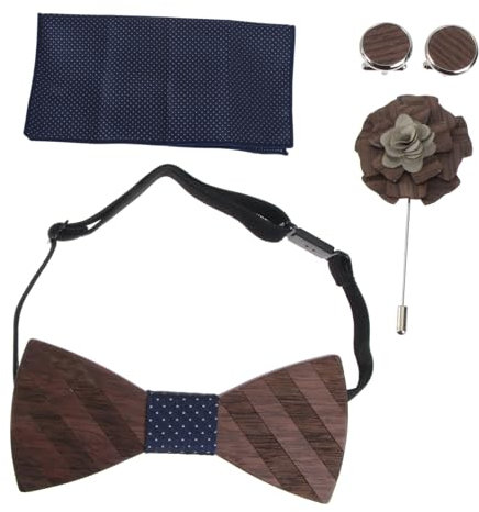 WRITWAA Luxus Holz Krawatte Zier Set Herren Hochzeit Fliege Corsage Robuste Männliche Fliege Mode Accessoire