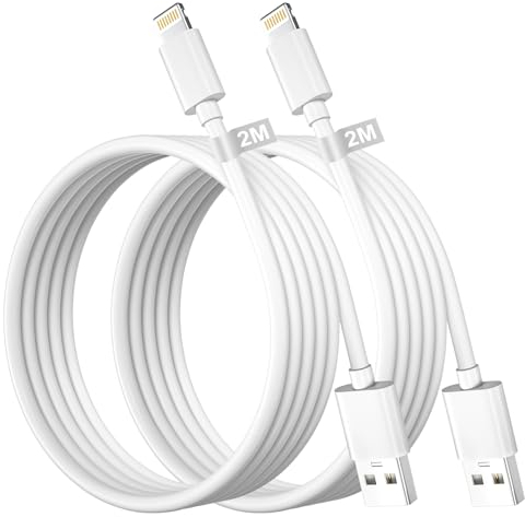 Cable iPhone 2M 2Pack, Certificado A-pple MFi Cable Cargador iPhone 2M Largo Original Cable Lightning USB Cable iPhone Carga Rápida Cable USB iPhone para iPhone 14 13 12 11 Pro Max/XS/8/7/6/5/SE,iPad