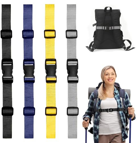 YCZCHE14 4 Stück Verstellbarer Brustgurt Rucksack Rucksack Riemen Nylon Mit Schnalle Rucksackgurt Rucksack Gurtband Schnellverschluss Schwarz/Gelb/Grau/Dunkelblau Für Jogging Und Wandern Außerhalb