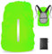 LAMA 1 Stück Regenschutz Regenhülle Regenüberzug Regenhaube Regenabdeckung mit Reflexstreifen Verstellschnalle für Rucksack Schulranzen Schultasche Radfahren Outdoor Aktivitäten, Neongrün M, 26L-40L