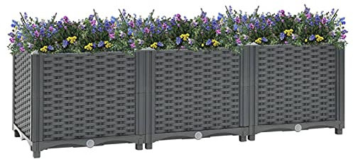 Homgoday Arriate Polipropileno 120x40x38 cm Jardineras de Exterior Huerto Urbano Rectangular para Cultivos Plantas Flores para Patio Jardín