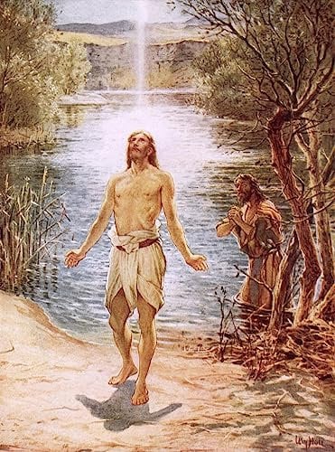 WACTWJNA Klassisches Ölgemälde Moderne Kunst Poster Wandkunst Bilderdruck Christus getauft von William Brassey Hole Wand-Kunst Bild für Wohnkultur 60x90cm