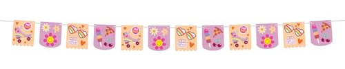 Folat 25034 Retro Hippie Boho Party Wimpelkette - Boho Girlz - 6 Meter - Groovy Partyzubehör Gänseblümchen Blume Regenbogen Party Dekorationen