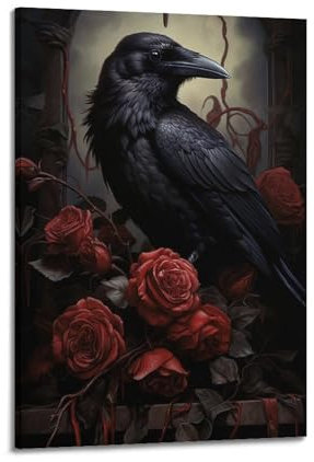 qiyan Halloween-Poster, Motiv: Böse Krähe, dekoratives Gemälde, Leinwand, Wandposter und Kunstdruck, moderne Familienschlafzimmer-Dekoration, Poster, 30 x 45 cm