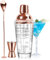 SAVORLIVING Juego de Coctelera de Vidrio de 14oz, Mezclador Margarita con Colador y Medición Jigger y Cuchara Set, Juego de utensilios de bar profesional para barman y principiantes (Cobre rosa, 3PCS)