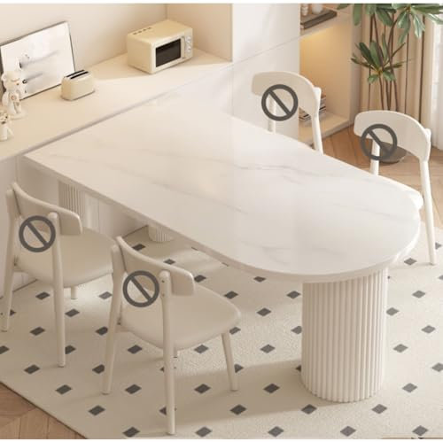 Ovaler Esstisch, cremefarben, Karbonstahl, für 4–6 Personen, modernes Design, ideal für kleine Küche oder Esszimmer, stabile und stilvolle Wohnmöbel