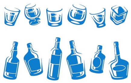 Bar Wall Stickers Alcohol Bottles in The Alcohol Drinking Series Wall Decal for bar Restaurant Decoration Vinyl Stickers Extra Large - 63x102cm