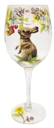NexusGlow 15oz Handgemalte Weingläser mit bunten Osterhasen-Motive Personalisierte Oster-Geschenke & Dekoration für Familie und Freunde