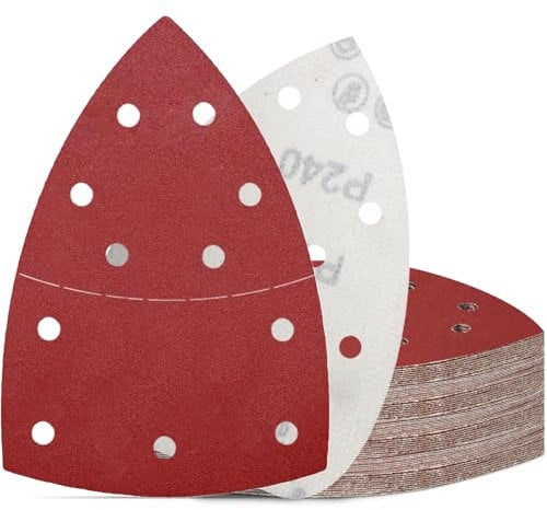 KONGMING 50 Pcs Mouse Sanding Pads 240 Grit 11 Hole Detail Sander Paper for Multi Electric Sander