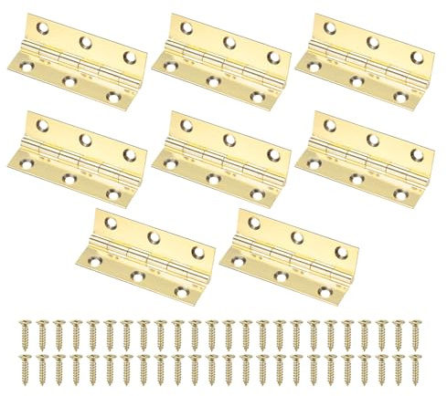 M METERXITY 8 Unidades De Bisagras Pequeñas Para Puerta 2.5 Pulgadas (63mm) | Bisagras De Latón Para Puertas Interiores Plegables, Mini Bisagras, Con Tornillos, Para Cajas De Madera/Gabinete