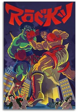 IUAUTVZM Wandposter mit Boxspiel im Retro-Stil, Comic-Kunst, dekoratives Gemälde, Leinwand, Wandposter und moderne Familienschlafzimmer-Dekoration, 20 x 30 cm