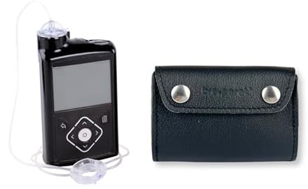 bre.parat Ledertasche für MiniMed Insulinpumpen – Schwarz | Edle Pumpentasche aus Echtleder | Passend für 640G, 670G, 780G | Robuster Schutz im Alltag (Clip (002))