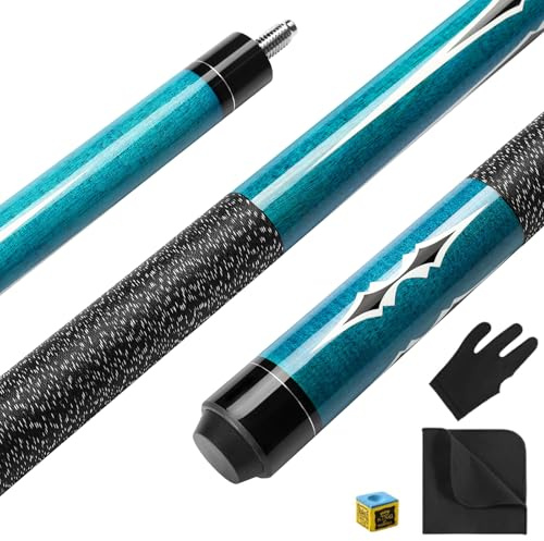 ASMPCUE Pool Queue, 58 Zoll Billard Queue Kanadischer Ahornholz Pool Cue 13mm Spitzen für Professionelle Billardspieler, 1/2 Maple Queue Sticks für Billard Tisch Sport