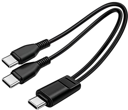 Traovien USB C Splitter Charge Cable, USB Type C 1 Male to 2 Dual Male Y Splitter Extension Charging Cable(1Ft) Power Only, No Data Transfer