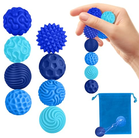 Zingbee 8 stück magnetische Fidget Toys,Silikon Magnetkugeln Anti-Stress | Sensorik Spielzeug,für Erwachsene und Kinder ADHS, Sensorische Magnetische Kugeln Set, Stressabbau und Entspannung（Blau）