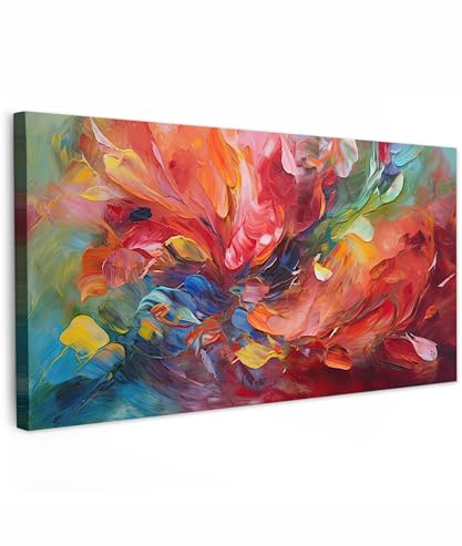 MuchoWow© Leinwand Bilder XXL Deko Schlafzimmer Aesthetic Große | 200x100 cm - Leinwandbilder Wohnzimmer Gemälde Foto Geschenk Living Room Decoration Ölfarbe - Kunst - Abstrakt - Bunt
