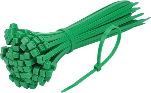 Green Cable Ties 200mm x2.5mm, 100Pcs Self-Locking Garden Cable Ties Heavy Duty Nylon Zip Ties Multi-Purpose Tie Wraps for Office, Garden, Indoor and Outdoor Use