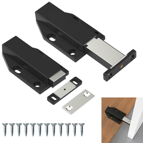 2 Pack Push Open Door Catches, Magnetic Door Catch Damper, Big Latch Release Drawer Closer Push Opener for Doors, Kitchen Cabinet, Cupboard, RV, Wardrobe Closure