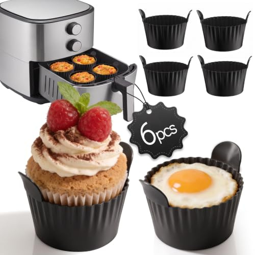 ChaneeHann Stampo Muffin, 9 x 5.5cm Silicone Pirottini per Friggitrice Ad Aria, Teglia per Friggitrice Ad Aria Riutilizzabile per Muffin, Torte, Non-BPA, Compatibile con Forno e Microonde